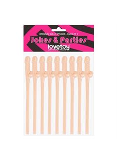 Телесные коктейльные трубочки с пенисами Original Willy Straws (9 шт)