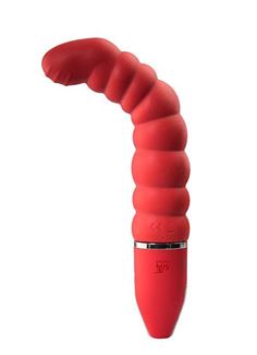 Красный гнущийся анальный вибратор PURRFECT SILICONE - DELUXE 5.5" (14 см)