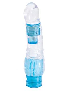 Бело-голубой вибратор с ручным управлением ARMADILLO BLUE - 19 см.