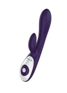 Фиолетовый вибратор Nalone Rhythm X2 с клиторальным стимулятором - 21,6 см.