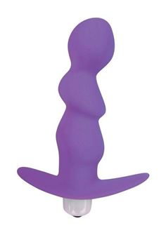 Фиолетовый рельефный вибромассажер с ограничителем (9,5 см)