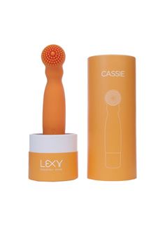 Оранжевый вибратор Cassie с усиками - 17 см.