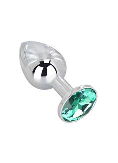 Мини-плаг из стали с зеленым кристаллом Green Lime - 6,5 см.
