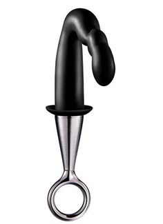 Чёрный изогнутый анальный плаг PROSTATE PLUG PLATED HANDLE