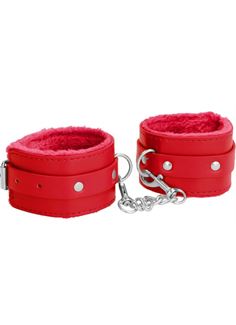 Красные наручники Plush Leather Hand Cuffs