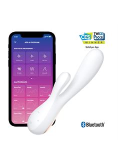 Белый вибратор кролик Satisfyer Mono Flex с управлением через приложение (20,4 см)