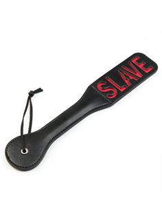 Черная гладкая шлепалка SLAVE (38 см)