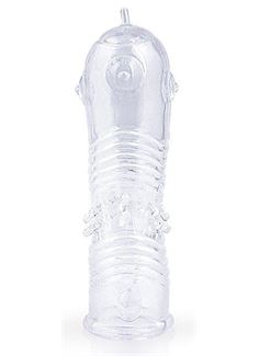 Прозрачная закрытая насадка на пенис с шипиками - 12,5 см.
