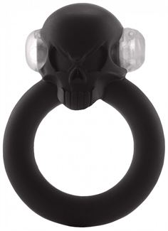 Чёрное виброкольцо Shadow Skull Cockring с черепом