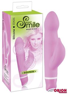 Розовый вибратор Smile Dolphin с клиторальным отростком - 16 см.