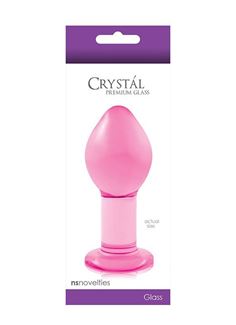 Большая розовая стеклянная анальная пробка CRYSTAL PLUG 