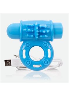 Голубое перезаряжаемое эрекционное виброкольцо CHARGED O WOW RING