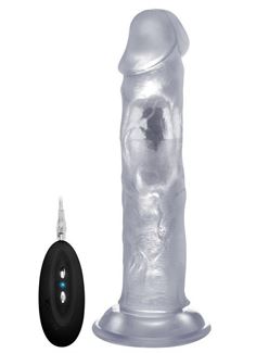Прозрачный вибратор-реалистик Vibrating Realistic Cock 9 - 23,5 см.