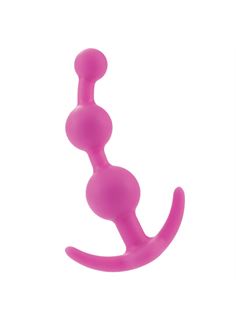 Розовая силиконовая анальная цепочка Booty Call (13 см)
