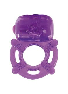 Фиолетовое эрекционное виброкольцо VIBRATING COCK RING KINKY