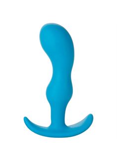 Голубая анальная пробка MOOD NAUGHTY-2 для ношения - 11,4 см.