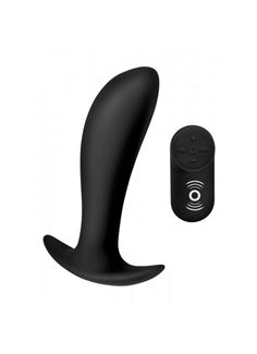 Черный стимулятор простаты с вибрацией и пультом Silicone Prostate Vibrator with Remote Control (12 см)