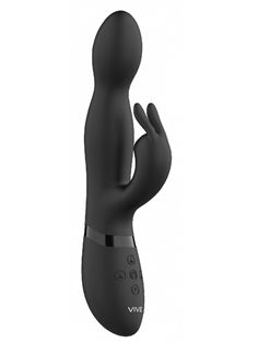 Черный вибратор кролик Niva (21,5 см)