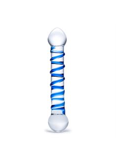 Прозрачный фаллоимитатор с голубой спиралью Spiral Dildo (17 см)