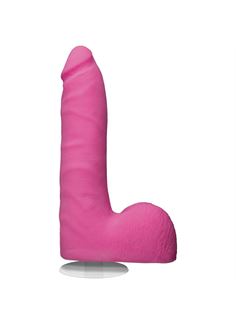 Розовый фаллоимитатор на присоске Revolution 7 Slim Realistic W/Balls - 17,78 см.