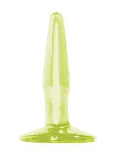 Маленькая, светящаяся в темноте пробка на присоске Mini Butt Plug - 10,8 см.