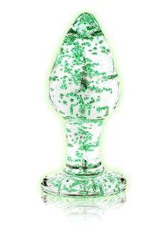 Стеклянная анальная пробка Glow in The Dark Large (9 см)