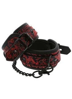 Черно-красные оковы с цепочкой ANKLE CUFFS