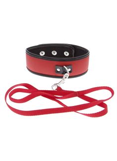 Красно-чёрный ошейник из полиуретана с поводком Collar and Leash