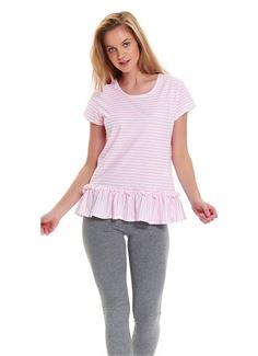 Женская хлопковая пижама с футболкой в полоску