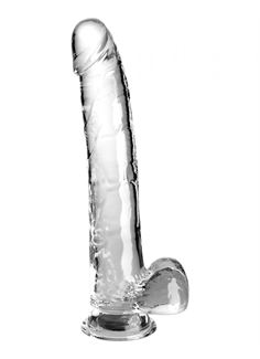 Прозрачный фаллоимитатор с мошонкой на присоске 11’’ Cock with Balls (30,5 см)