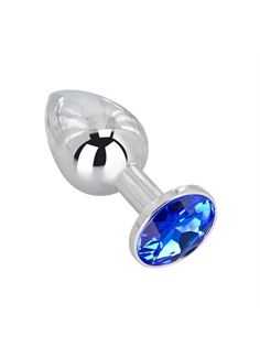Мини-плаг из стали с синим кристаллом Blue Space - 6,5 см.