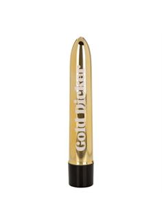 Золотистый классический вибратор Naughty Bits Gold Dicker Personal Vibrator (19 см)