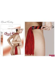 Красная замшевая плетка Bad Kitty - 38 см.