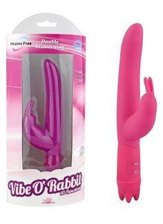 Розовый вибростимулятор 10 Function Vibe-O rabbit - 21 см.