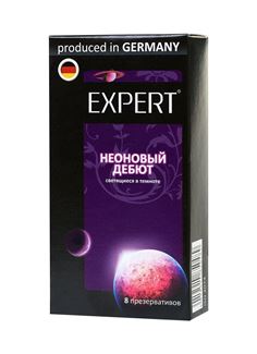 Светящиеся в темноте презервативы Expert - Неоновый дебют (8 шт)