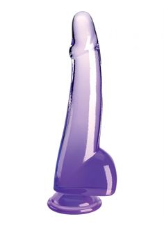 Фиолетовый фаллоимитатор с мошонкой на присоске 10’’ Cock with Balls (27,9 см)