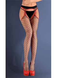 Колготки в сетку Strip Panty 153 с контрастной отделкой вырезов