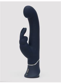 Темно-синий вибратор кролик Greedy Girl Real-Feel Rabbit Vibrator (25,4 см)