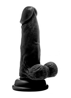 Чёрный фаллоимитатор Realistic Cock 6 With Scrotum - 15 см.