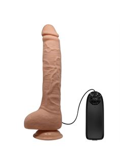 Телесный вибратор-гигант Dick с выносным пультом (28 см)