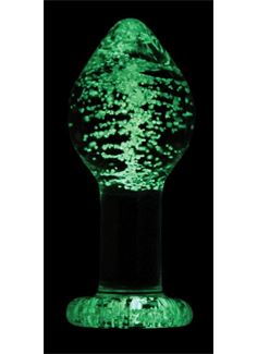 Прозрачная анальная пробка Glass Plug Large светящаяся в темноте (9,7 см)