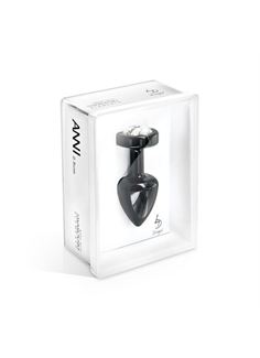 Чёрный анальный плаг Anni R Clover Black T1 с кристаллом в виде цветка - 6 см.