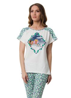 Женская хлопковая пижама Dreamwood с совами на футболке