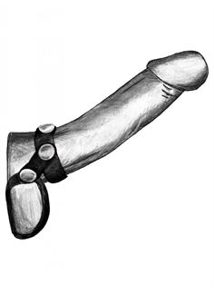 Черное эрекционное лассо на пенис и мошонку на заклепках
