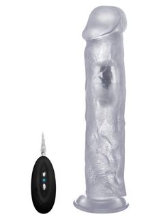 Прозрачный вибратор-реалистик Vibrating Realistic Cock 11 - 27,5 см.