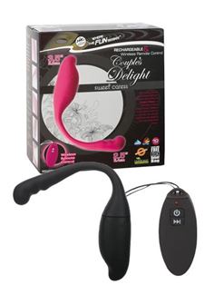 Чёрный вибростимулятор с пультом ДУ Couples Delight Remote Control Vibe