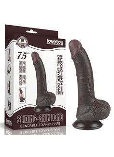Коричневый фаллоимитатор 7.5" Sliding Skin Dual Layer Dong (19,5 см)