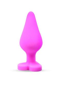 Розовый анальный плаг с основанием-сердечком NAGHTIER CANDY HEART RIDE ME - 10,6 см.