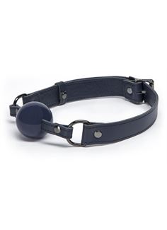 Тёмно-синий кляп-шар на кожаных ремешках DARKER LIMITED COLLECTION BALL GAG