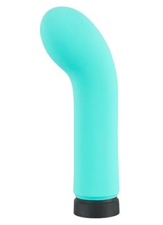 Бирюзовый мини-вибратор Power Vibe Curvy с загнутой головкой (12 см)